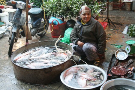 Chị Hiền, một người bán cá ở chợ Đồng Tâm cho hay, hiếm khi chị được ngủ đủ một giấc.